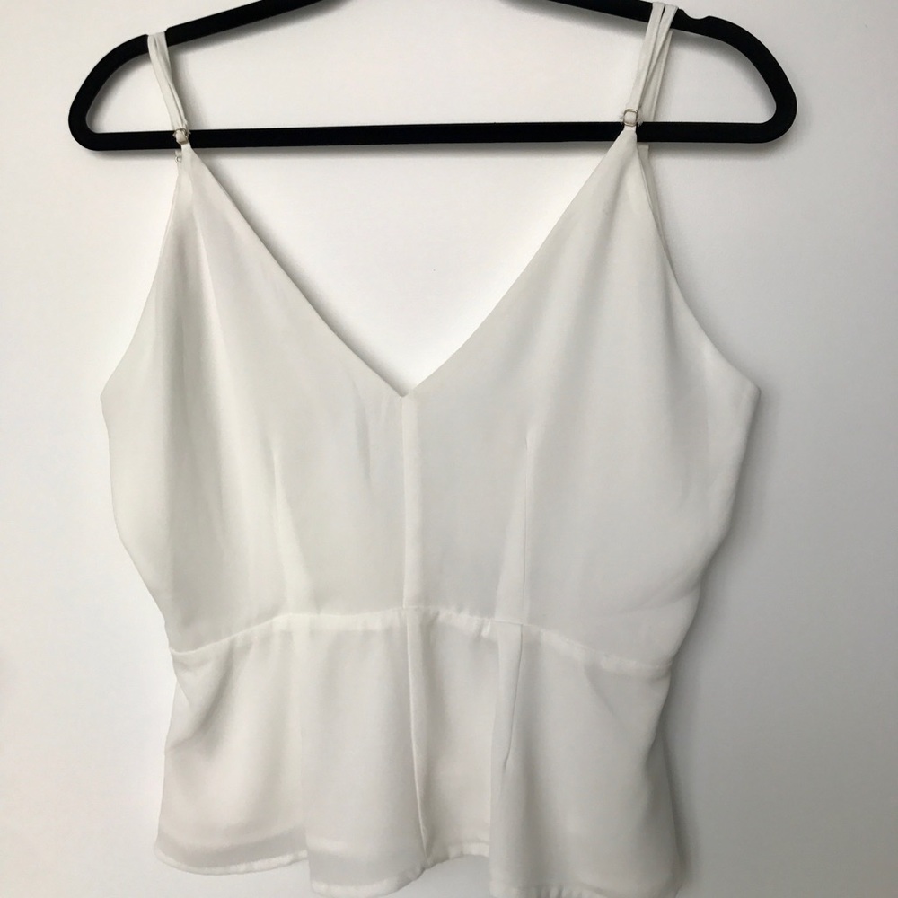 White Peplum Cami, V neck and V back